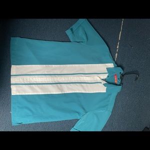 Aqua bowling shirt